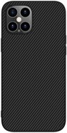 NILLKIN SYNTHETIC FIBER műanyag telefonvédő (környezetbarát, karbon minta) FEKETE Apple iPhone 12 Pro Max
