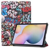 Tok álló, bőr hatású (aktív FLIP, oldalra nyíló, TRIFOLD asztali tartó funkció, graffiti minta) SZÍNES Samsung Galaxy Tab S7