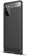 Szilikon telefonvédő (közepesen ütésálló, légpárnás sarok, szálcsiszolt, karbon minta) FEKETE Samsung Galaxy Note 20 (SM-N980F) Samsung Galaxy Note 20 5G (SM-N981F)