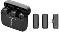 Bluetooth mikrofon 2db (Type-C, LAVALIER csíptethető, zajszűrő + töltőtok) FEKETE