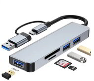 Blackbird USB 3.0 Type-C/USB multiport hub 5in1 3xUSB3.0,SD,TF,ezüst, aluminium ház