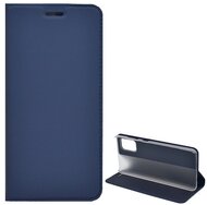 Tok álló, bőr hatású (FLIP, oldalra nyíló, asztali tartó funkció) SÖTÉTKÉK - Samsung Galaxy A41 (SM-A415F)