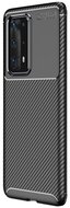 Szilikon telefonvédő (közepesen ütésálló, légpárnás sarok, karbon minta) FEKETE - Huawei P40 Pro+ 5G