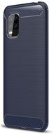 Szilikon telefonvédő (közepesen ütésálló, légpárnás sarok, szálcsiszolt, karbon minta) SÖTÉTKÉK - Xiaomi Mi 10 Lite 5G
