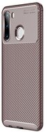 Szilikon telefonvédő (közepesen ütésálló, légpárnás sarok, karbon minta) BARNA - Samsung Galaxy A21 (SM-A210F)