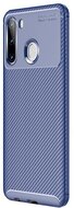 Szilikon telefonvédő (közepesen ütésálló, légpárnás sarok, karbon minta) SÖTÉTKÉK - Samsung Galaxy A21 (SM-A210F)