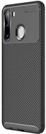 Szilikon telefonvédő (közepesen ütésálló, légpárnás sarok, karbon minta) FEKETE - Samsung Galaxy A21 (SM-A210F)