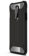 Defender műanyag telefonvédő (közepesen ütésálló, légpárnás sarok, szilikon belső, fémhatás) FEKETE - OnePlus 8 5G