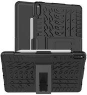 Defender műanyag telefonvédő (közepesen ütésálló, szilikon belső, kitámasztó, autógumi minta) FEKETE - Huawei MatePad Pro LTE (MRX-AL19), Huawei MatePad Pro WIFI (MRX-W19)
