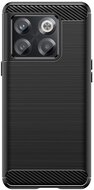 Szilikon telefonvédő (közepesen ütésálló, légpárnás sarok, szálcsiszolt, karbon minta) FEKETE - OnePlus 10T 5G