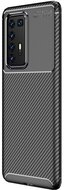 Szilikon telefonvédő (közepesen ütésálló, légpárnás sarok, karbon minta) FEKETE - Huawei P40 Pro 5G