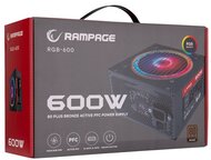 Rampage 600W RGB-600 (80 Plus Bronze; RGB, 12cm ventilátor, Aktív PFC)