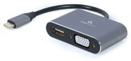 Gembird USB-C -> 1db HDMI 1.4 1db VGA M/F adapter 0.15m szürke