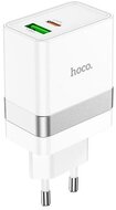 HOCO N21 hálózati töltő USB / Type-C aljzat (30W, PD gyorstöltés támogatás, QC.3.0) FEHÉR