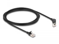 Delock RJ45 hálózati kábel Cat.6A S/FTP vékony 90 fokban felfelé hajló / egyenes 2 m fekete