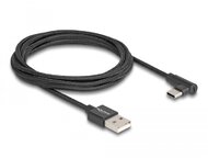 Delock USB 2.0 kábel A-típusú csatlakozódugó - USB Type-C csatlakozódugó, ívelt, 2 m, fekete