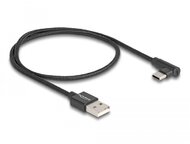 Delock USB 2.0 kábel A-típusú csatlakozódugó - USB Type-C csatlakozódugó, ívelt, 0,5 m, fekete