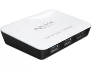 Delock 62431 USB 3.0 3 portos + 1 portos Gigabit LAN 10/100/1000 Mb/s külső hub