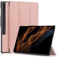 Tok álló, bőr hatású (aktív FLIP, oldalra nyíló, TRIFOLD asztali tartó funkció, S Pen tartó) ROZÉARANY - Samsung Galaxy Tab S9 Ultra LTE (SM-X916),Samsung Galaxy Tab S9 Ultra WIFI (SM-X910)