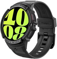 SPIGEN RUGGED ARMOR PRO pótszíj (egyedi méret, szilikon, közepesen ütésálló, állítható + szilikon keret) FEKETE - Samsung Galaxy Watch 6 44mm (SM-R940),Samsung Galaxy Watch 6 eSIM 44mm (SM-R945)