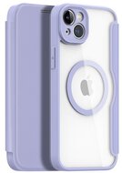 DUX DUCIS SKIN X PRO tok álló, bőr hatású (FLIP, oldalra nyíló, vezeték nélküli töltés, Magsafe) LILA - Apple iPhone 15 Plus