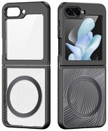 DUX DUCIS AIMO műanyag telefonvédő (közepesen ütésálló, szilikon keret, kamera védelem, mágneses, hullám minta) FEKETE - Samsung Galaxy Z Flip5 5G (SM-F731)