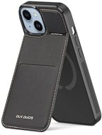 DUX DUCIS RAFI MAG szilikon telefonvédő (kitámasztó, bankkártya tartó, RFID védelem, Magsafe kompatibilis) FEKETE - Apple iPhone 15 Plus