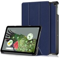 Tok álló, bőr hatású (FLIP, oldalra nyíló, TRIFOLD asztali tartó funkció) SÖTÉTKÉK - Google Pixel Tablet