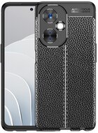 Szilikon telefonvédő (közepesen ütésálló, bőr hatású, varrás minta) FEKETE - OnePlus Nord CE 3 Lite 5G
