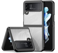 DUX DUCIS AIMO műanyag telefonvédő (közepesen ütésálló, szilikon keret, kamera védelem, matt, hullám minta) FEKETE - Samsung Galaxy Z Flip4 5G (SM-F721)