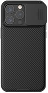 NILLKIN CAMSHIELD PRO műanyag telefonvédő (szilikon keret, közepesen ütésálló, kamera védelem, csíkos minta) FEKETE - Apple iPhone 15 Pro