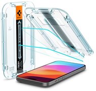 SPIGEN EZ FIT HD képernyővédő üveg 2db (2.5D, tokbarát, ultravékony, 0.2mm, 9H + segédkeret) ÁTLÁTSZÓ - Apple iPhone 15