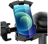 AWEI X47 kerékpáros telefontartó (kormányra rögzíthető, 360°-ban forgatható, karbon minta, 4.7 - 6.7" méret) FEKETE