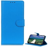 Tok álló, bőr hatású (FLIP, oldalra nyíló, asztali tartó funkció, prémium) VILÁGOSKÉK - Samsung Galaxy A14 4G (SM-A145),Samsung Galaxy A14 5G (SM-A146)