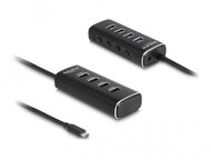 Delock 4 portos USB 10 Gbps hub USB Type-C , 60 cm hosszú kábellel és az egyes portokhoz tartozó kapcsolóval