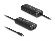 Delock 3 portos USB 10 Gbps hub, SD és Micro-SD kártyaolvasóval USB Type-C , 60 cm hosszú kábellel és portokhoz tartozó kapcsolóval