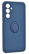 Szilikon telefonvédő (telefontartó gyűrű, mikrofiber plüss belső, beépített fémlemez, kamera védelem) SÖTÉTKÉK - Samsung Galaxy A54 5G (SM-A546)