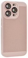 Műanyag telefonvédő (légáteresztő, lyukacsos minta, kamera védelem) RÓZSASZÍN - Apple iPhone 14 Pro