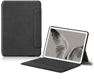 Tok álló, bőr hatású (FLIP, bluetooth billentyűzet, asztali tartó funkció, QWERTY, angol nyelvű) FEKETE - Google Pixel Tablet