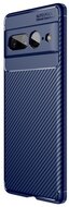 Szilikon telefonvédő (közepesen ütésálló, légpárnás sarok, karbon minta) SÖTÉTKÉK - Google Pixel 7 Pro