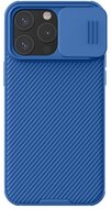 NILLKIN CAMSHIELD PRO műanyag telefonvédő (szilikon keret, közepesen ütésálló, kamera védelem, csíkos minta) SÖTÉTKÉK - Apple iPhone 15 Pro Max
