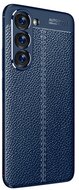 Szilikon telefonvédő (közepesen ütésálló, bőr hatású, varrás minta) SÖTÉTKÉK - Samsung Galaxy S23 (SM-S911)
