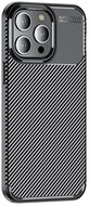Szilikon telefonvédő (közepesen ütésálló, légpárnás sarok, karbon minta) FEKETE - Apple iPhone 15 Pro Max