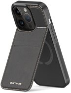 DUX DUCIS RAFI MAG szilikon telefonvédő (kitámasztó, bankkártya tartó, RFID védelem, Magsafe kompatibilis) FEKETE - Apple iPhone 13 Pro