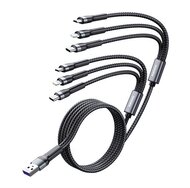 REMAX JANY töltőkábel 6in1 (USB - 2 lightning 8pin / 2 Type-C / 2 microUSB, 200cm, cipőfűző minta) FEKETE