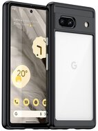 Műanyag telefonvédő (szilikon keret, közepesen ütésálló, átlátszó hátlap) FEKETE - Google Pixel 7a
