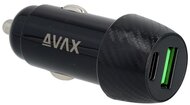 AVAX CC303B CARLY 38W Autós töltő USB A (QC)+Type C (PD), fekete
