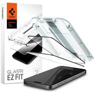 SPIGEN EZ FIT HD képernyővédő üveg 2db (2.5D, tokbarát, ultravékony, 0.2mm, 9H + segédkeret) FEKETE - Apple iPhone 15 Pro Max