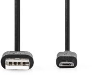 Kábel USB A M- microB M 2m Nedis Black CCGL60500BK20