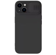 NILLKIN CAMSHIELD SILKY szilikon telefonvédő (matt, mikrofiber plüss belső, kamera védelem, környezetbarát) FEKETE - Apple iPhone 15